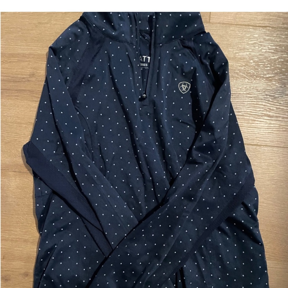 Ariat Navy and White Polka Dot sun shirt